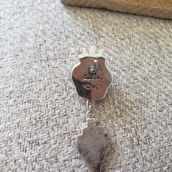 Native american sterling touquoise signed earings. - Picture 5 of 6